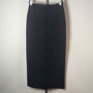 GORG TERI JON Rickie Freeman. S 14 Black Brocade Floor Length Skirt- HOLIDAY